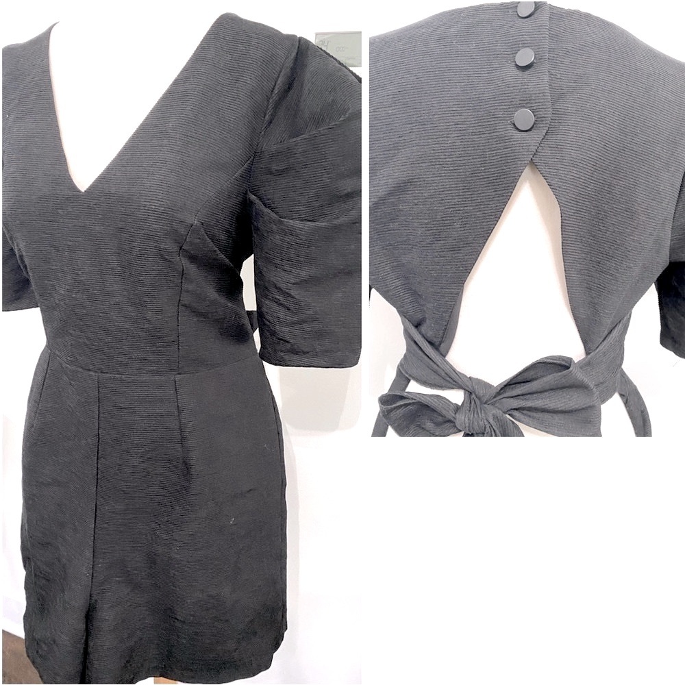 TOPSHOP Black Romper with Open Back Tie - Size 10 - NEW